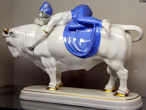 Abduction of Europa porcelain figure (c1920) by KPM? of Berlin at Schleswig Holstein State Museum. Schleswig, Germany.