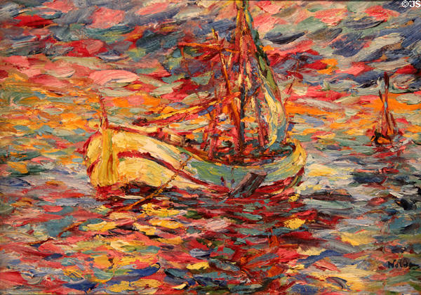 Ship abstract painting (1906) by Emil Nolde at Schleswig Holstein State Museum. Schleswig, Germany.