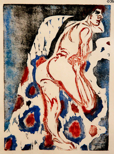 Movement while Prone painting (1908) by Ernst Ludwig Kirchner at Schleswig Holstein State Museum. Schleswig, Germany.