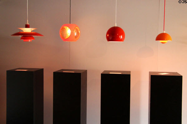 Modern hanging lamps at Schleswig Holstein State Museum. Schleswig, Germany.