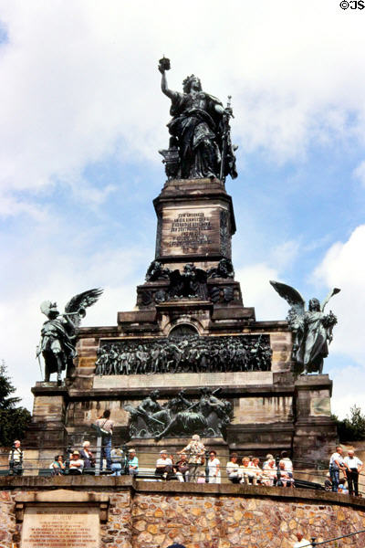 Niederwalddenkmal (1871-1883) topped by a tall Germania figure, commemorating the unification of Germany after end of Franco-Prussian war in 1871. Rüdesheim am Rhein, Germany. Architect: Johannes Schilling, Karl Weißbach.