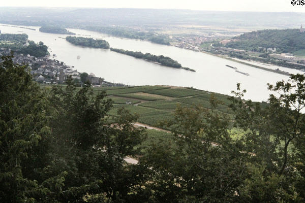 Rhine River valley seen from Niederwalddenkmal. Rüdesheim am Rhein, Germany.