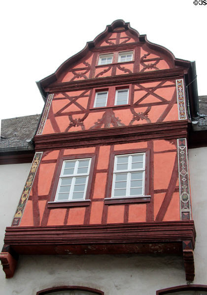 Facade with complex half timber design & decorative panels. Bacharach, Germany.