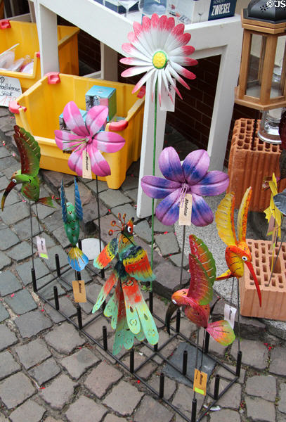 Garden decorations for sale in front of shop. Bacharach, Germany.