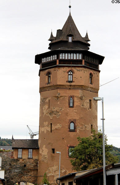 One of about sixteen ancient defensive towers in town. Oberwesel, Germany.