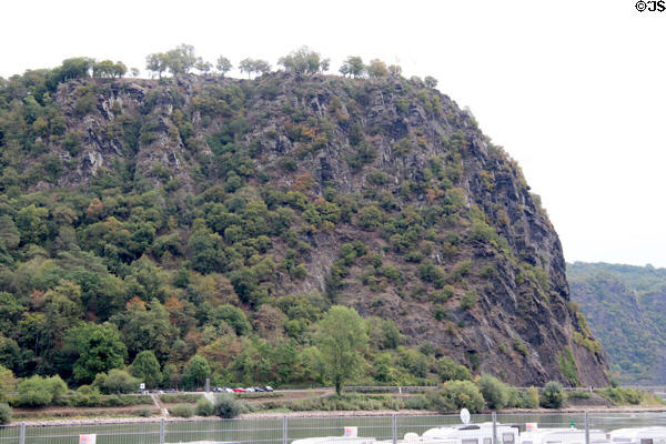 The Loreley (Felsenspitze) a rocky spur towering over Rhine River. Loreley, Germany.