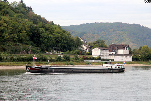 Barge Sardius on Rhine River. Boppard, Germany.