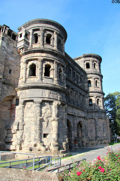 Porta Nigra (170 CE) four story city gate & fortification from ancient Roman times. Trier, Germany.