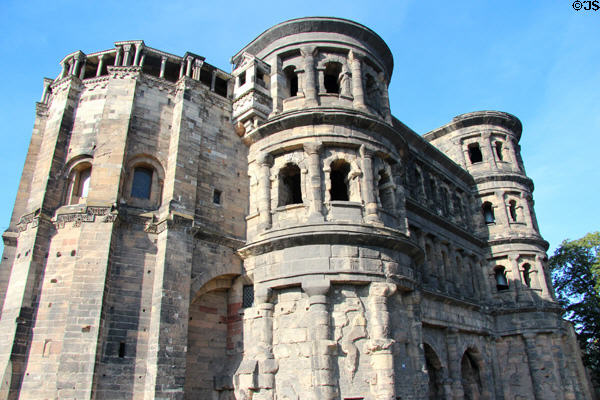 End walls & towers of Porta Nigra. Trier, Germany.