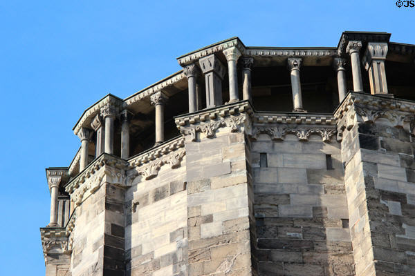 Upper arcade of inner court wall, allowing invaders to be fired upon from above at Porta Nigra. Trier, Germany.