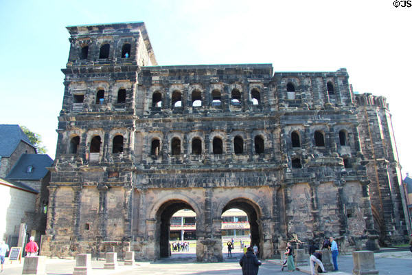 Porta Nigra as seen from inside ancient Trier. Trier, Germany.