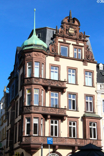 Ornate baroque style Dom Hotel building on Hauptmarkt. Trier, Germany.