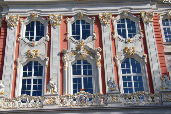 Windows of Rococo facade of Kurfürstlicher Palace. Trier, Germany.