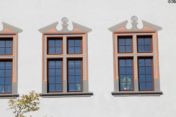 Detail of window trim on Renaissance section of Kurfürstlicher Palace. Trier, Germany.