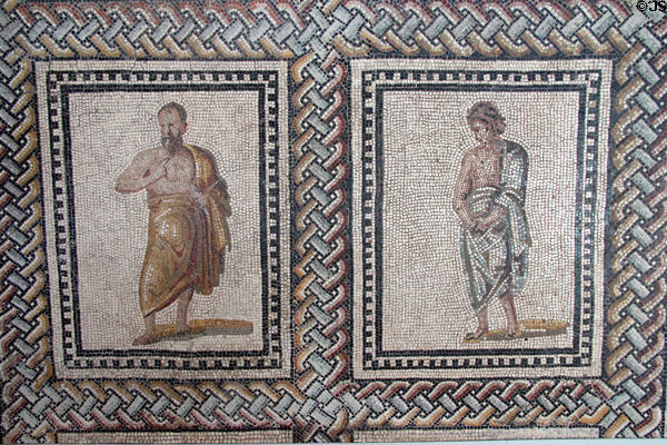 Detail of Roman floor mosaic of philosophers (mid 3rdC) at Trier Archaeological Museum. Trier, Germany.