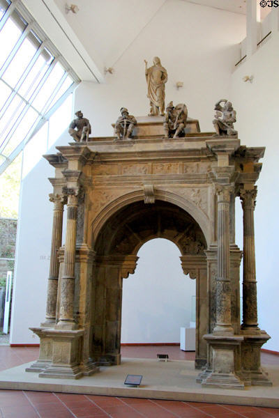 Renaissance style archway at Trier Archaeological Museum. Trier, Germany.