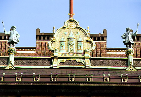 Detail on roof of City Hall, Kobenhavn. Denmark.