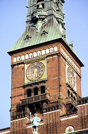 Clocktower of City Hall, Kobenhavn. Denmark.