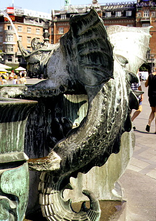 Detail of Dragon's Leap Fountain, Kobenhavn. Denmark.