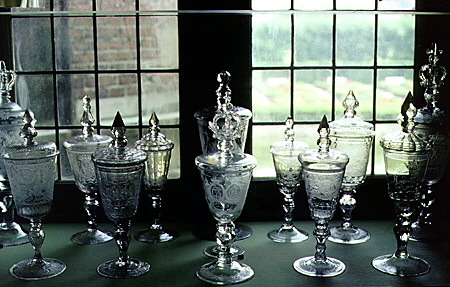 Crystal goblets in the Rosenborg Slot (Castle) treasury, Kobenhavn. Denmark.