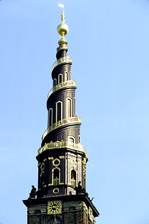 Spiral tower on the Church of the Redeemer in Kobenhavn. Denmark.