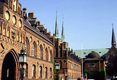 Roskilde's City Hall and Cathedral. Denmark.