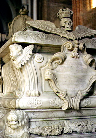 Dramatic tomb of Christian V, Roskilde Cathedral. Denmark.