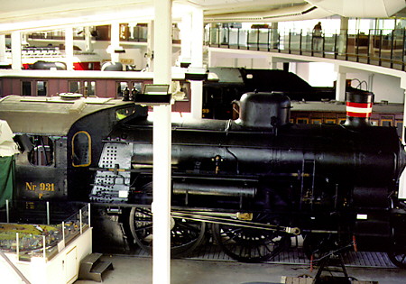 Steam locomotives at the national DSB Railway Museum, Odense. Denmark.