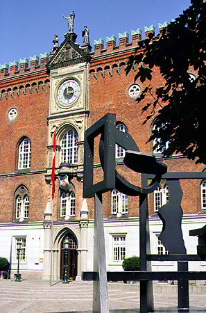 Sculpture in front of the Odense City Hall. Denmark.