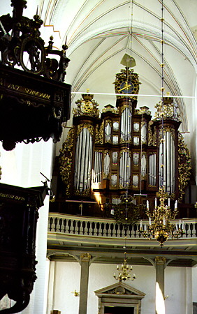 Pristine cathedral interior with organ in Århus. Denmark.