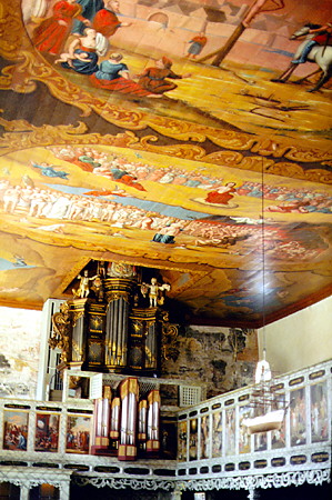 Painted ceilings inside the Møgeltønder Church. Denmark.