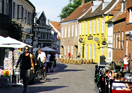 Typical street scene in Ribe. Denmark.