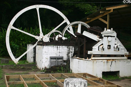 Sugar press at Old Mill Cultural Center. Dominica.