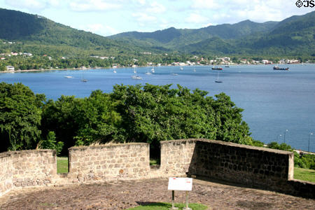 Prince Rupert Bay from fort at Cabrits National Park. Dominica.