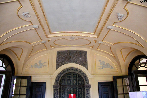 Entrance hallway in heritage core of Lenbachhaus. Munich, Germany.