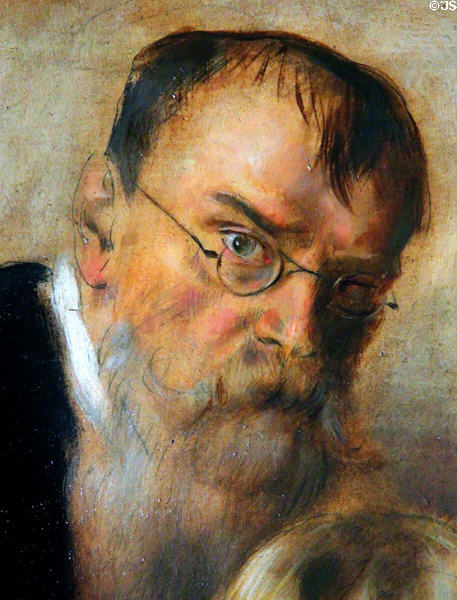 Self-portrait detail of Franz von Lenbach from painting of his family (1902-3) at Lenbachhaus. Munich, Germany.