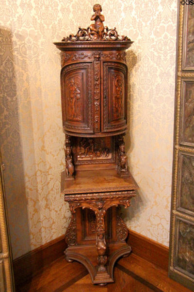 Carved cabinet at Lenbachhaus. Munich, Germany.