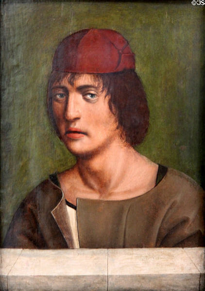 Portrait of a young man (1490) by Jan Polack at Lenbachhaus. Munich, Germany.