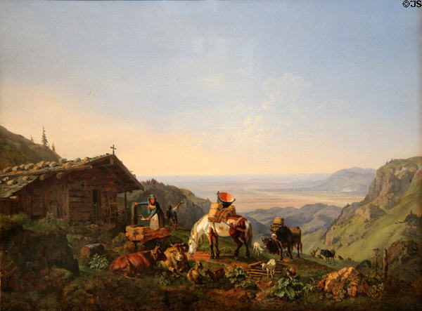 Valley of Garmisch painting (1839) by Heinrich Bürkel at Lenbachhaus. Munich, Germany.