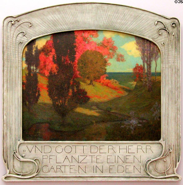 Garden of Eden painting (1900) by Richard Riemerschmid at Lenbachhaus. Munich, Germany.