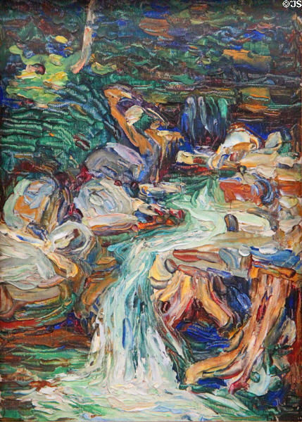 Kochel - Waterfall II painting (1902) by Wassily Kandinsky at Lenbachhaus. Munich, Germany.