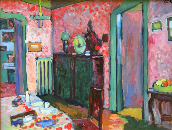 Interior (my dining room) painting (1909) by Wassily Kandinsky at Lenbachhaus. Munich, Germany.