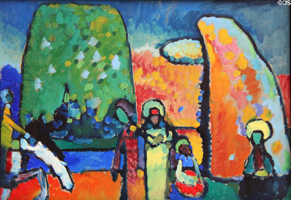 Study for Improvisation 2 (Funeral March) painting (1909) by Wassily Kandinsky at Lenbachhaus. Munich, Germany.