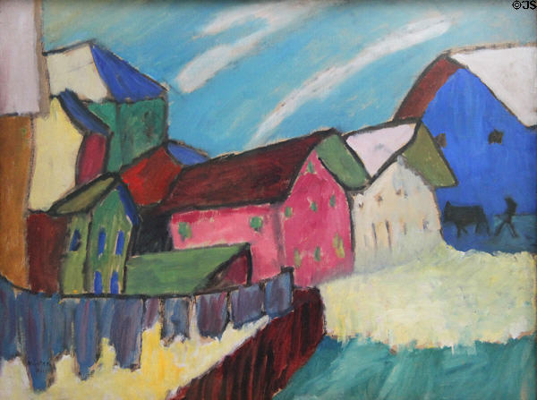 Village Street in Winter painting (1911) by Gabriele Münter at Lenbachhaus. Munich, Germany.