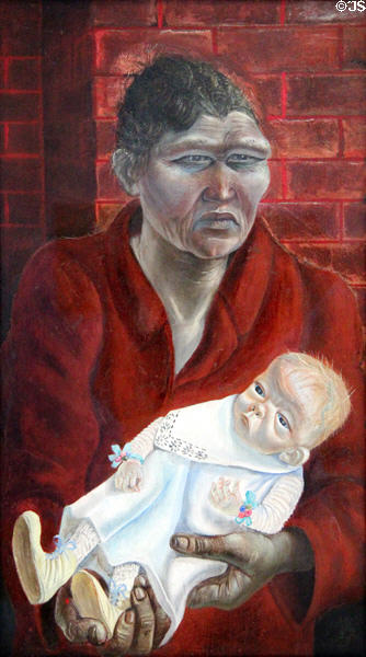 Mother with child painting (1923) by Otto Dix at Lenbachhaus. Munich, Germany.