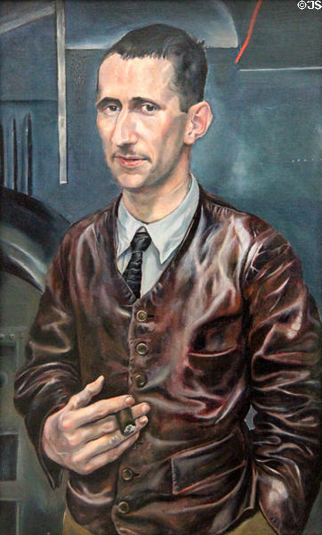 Portrait of Bertolt Brecht painting (c1926) by Rudolf Schlichter at Lenbachhaus. Munich, Germany.