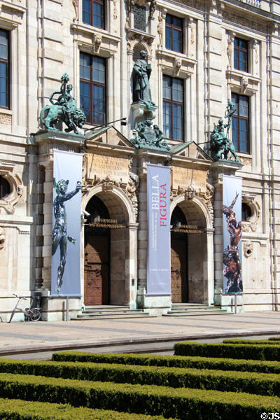 Portal of Bavarian National Museum. Munich, Germany.