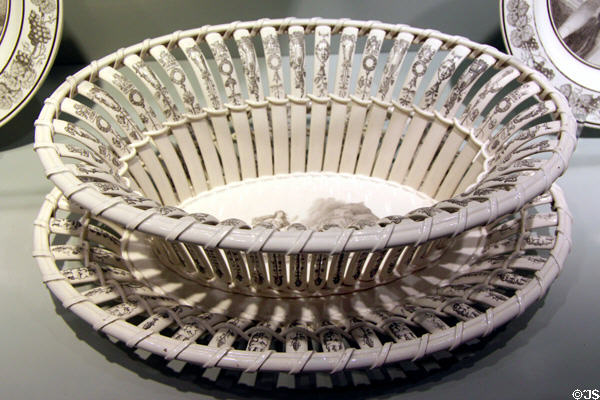 Stoneware serving basket (c1810) by Manuf. Creil of France at Bavarian National Museum. Munich, Germany.
