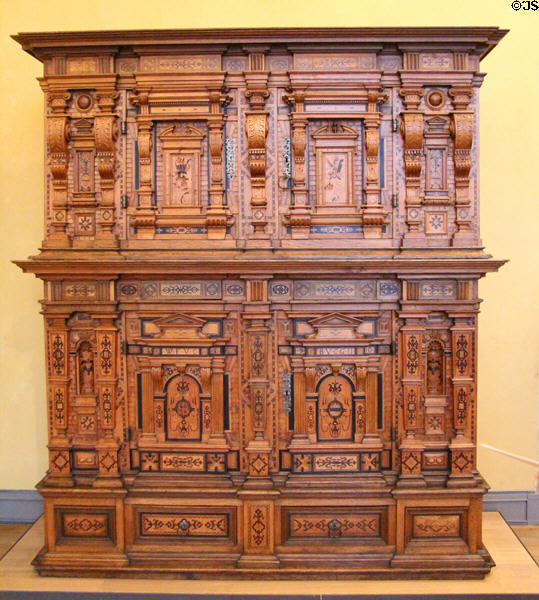 Facade cabinet (schrank) from Munich Residence (after 1600) made in Nuremburg at Bavarian National Museum. Munich, Germany.
