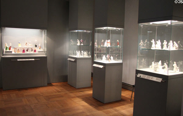 Collection of Meissen Porcelain figures at Bavarian National Museum. Munich, Germany.